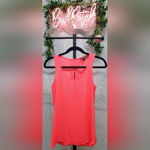 Express neon pink/coral sleeveless open back blouse